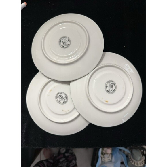 Vintage Epoch Collection "Market Day" 3 Saucers Green Rim 6” Discontinued - Picture 5 of 5